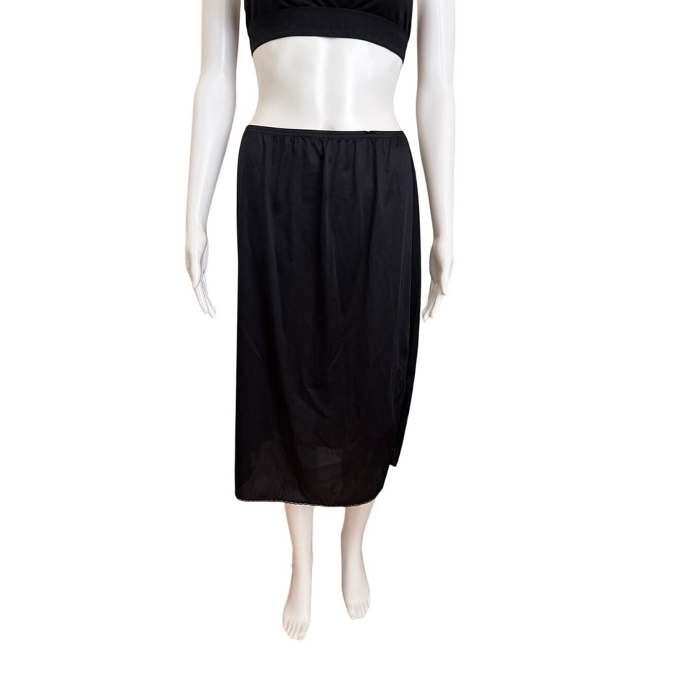 Black Half Slip Trim Lace Side Slit Slip Skirt Size Medium